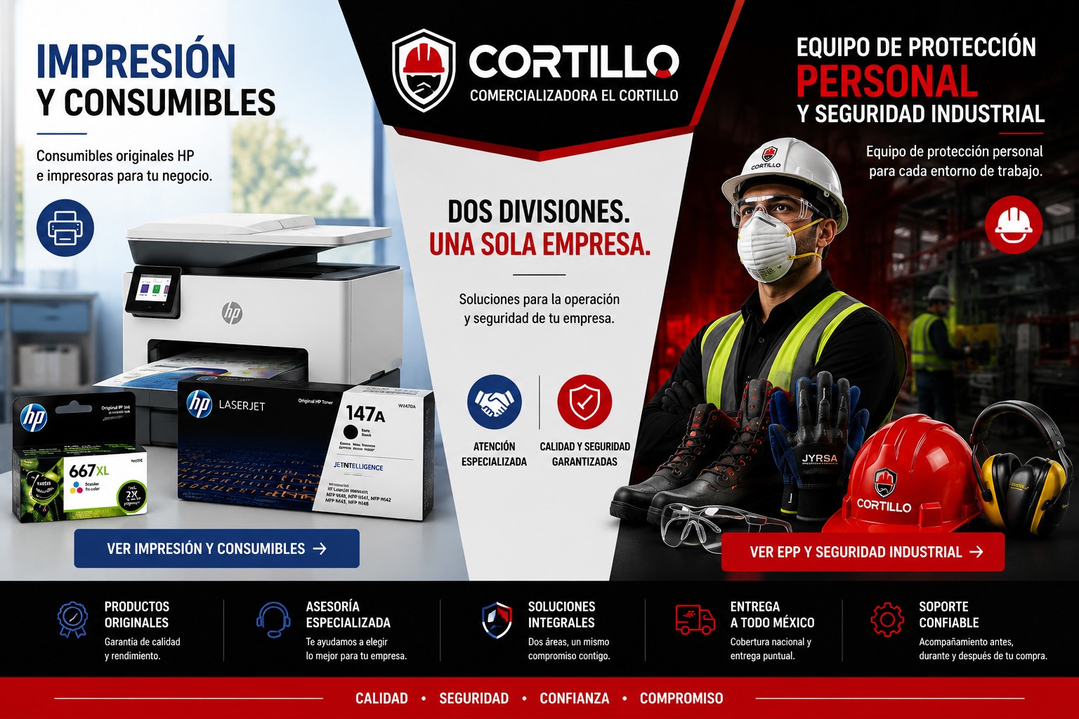 Cortillo: Impresión y Consumibles, y Equipo de Protección Personal y Seguridad Industrial