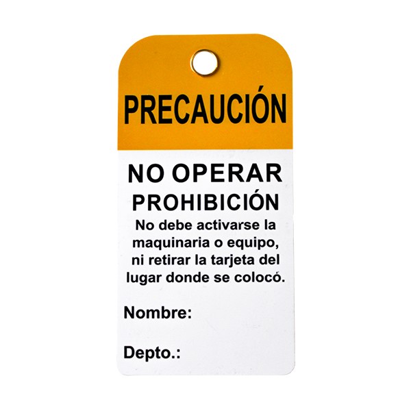 1008 ETIQUETA AMARILLA SAFELOCK PVC NO OPERAR PAQ C/10