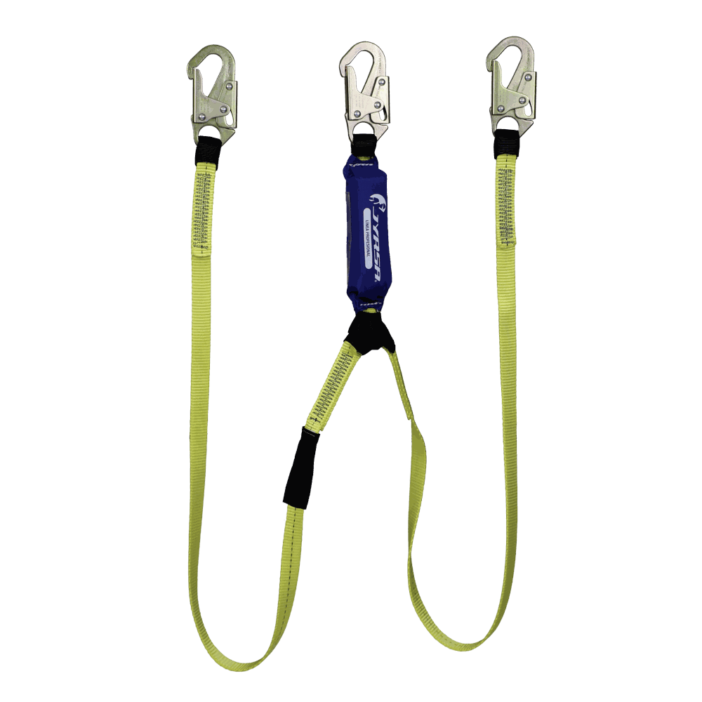 Amortiguador con doble banda de poliéster.
Shock absorber with double polyester webbing.