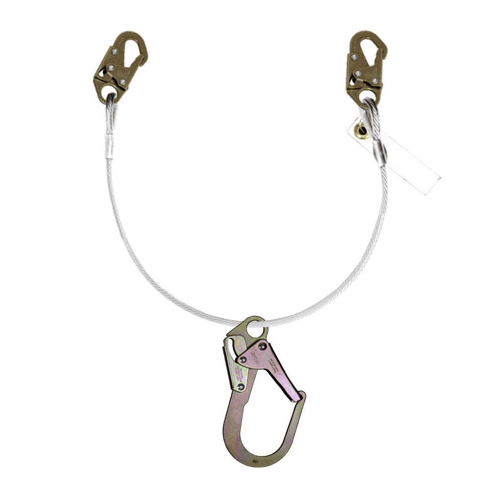 Cable de posicionamiento de acero con gancho grande y ganchos chicos.
Steel positioning cable with large hook and small hooks.