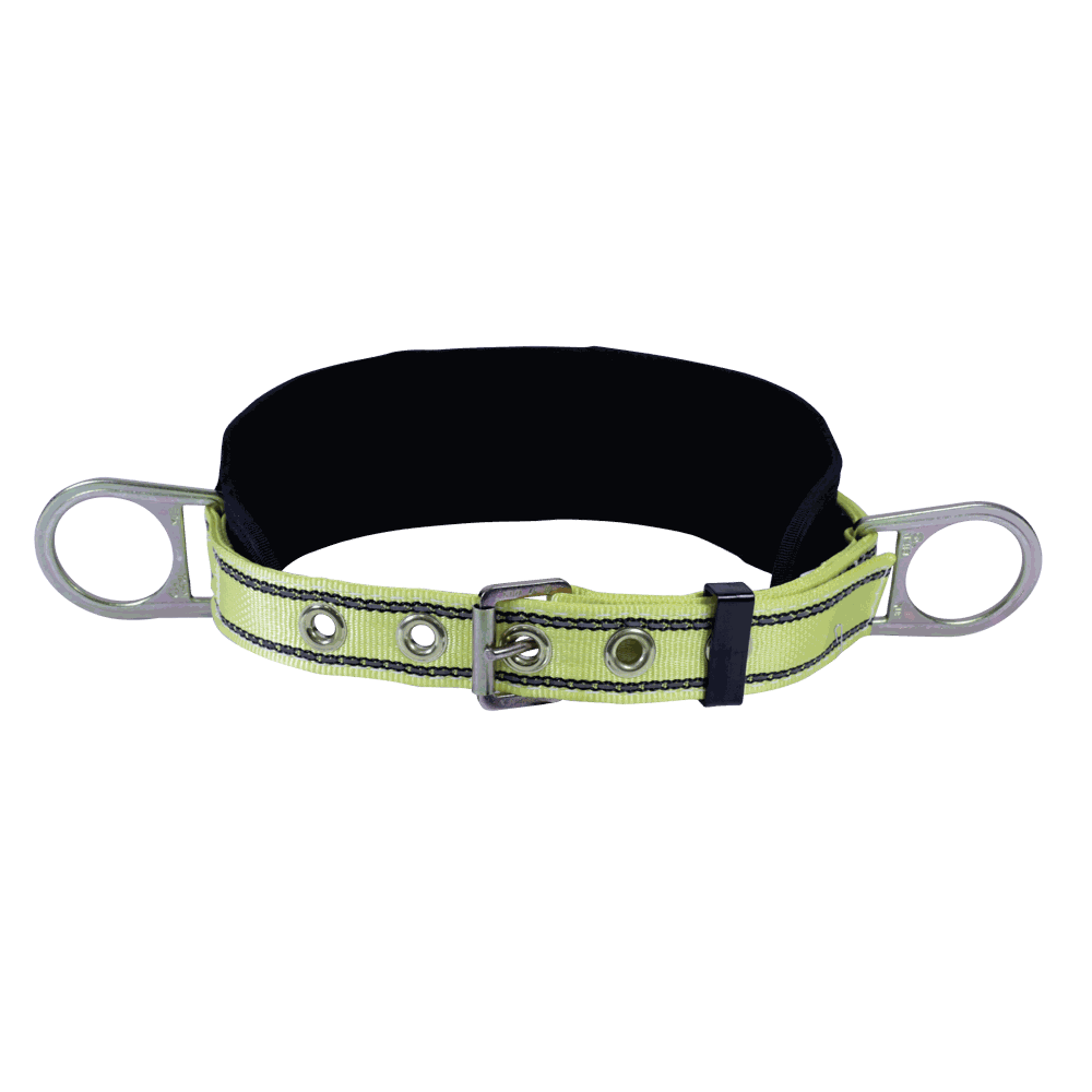 Cinturón de seguridad con anillos en los costados.
Safety belt with side rings.