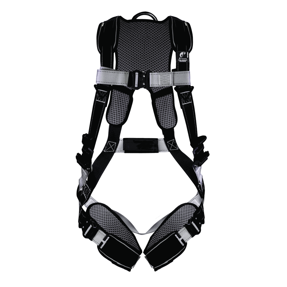 Arnés de cuerpo completo con anillo “D” en espalda.
Full body harness with “D” ring on the back.