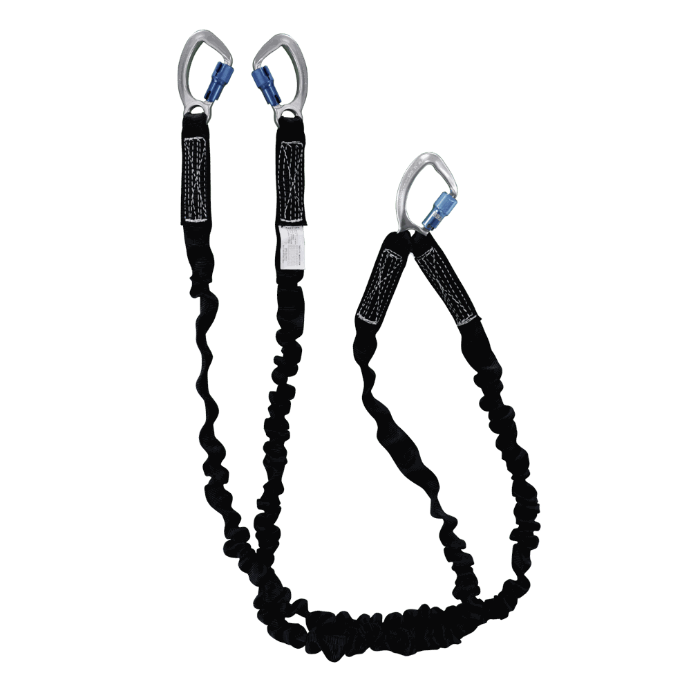 Amortiguador doble de tres ganchos chicos con cuerda de nylon 1/2”.
Double shock absorber with three small hooks and 1/2″ nylon rope.