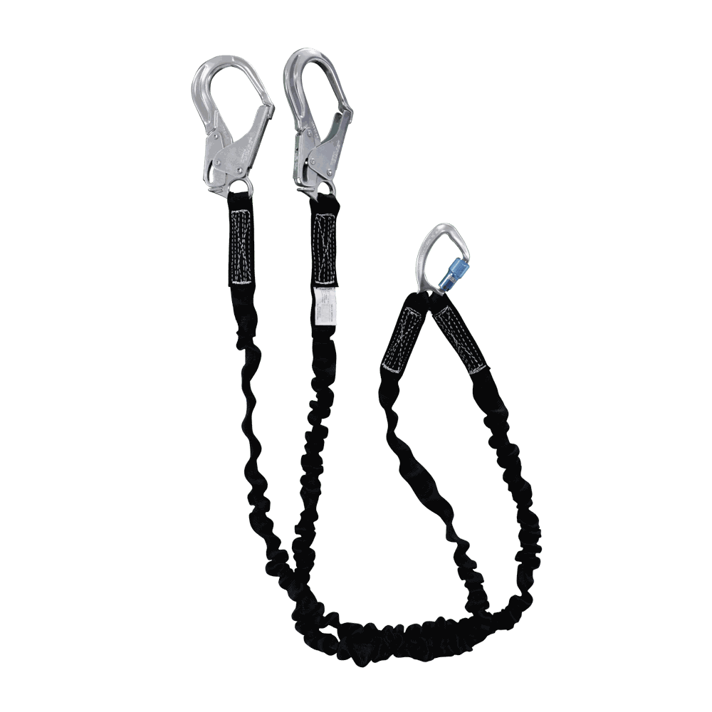 Amortiguador doble gancho grande y uno chico con cuerda de nylon de 1/2”.
Double shock absorber with one large hook and one small hook with 1/2″ nylon rope.