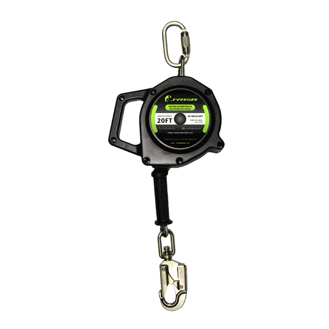 Línea de vida retráctil de uso vertical.
Vertical use retractable lifeline.