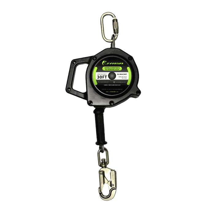 Línea de vida retráctil de uso vertical.
Vertical use retractable lifeline.