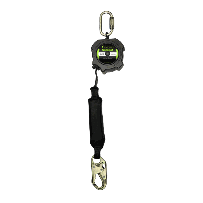 Línea de vida retráctil de uso vertical.
Vertical use retractable lifeline.
