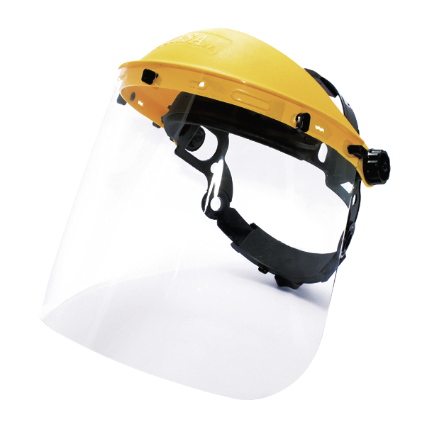 Protector facial.
Face shield.