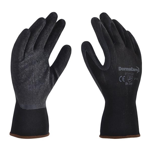 GUANTE NEGRO POLIESTER REC LATEX